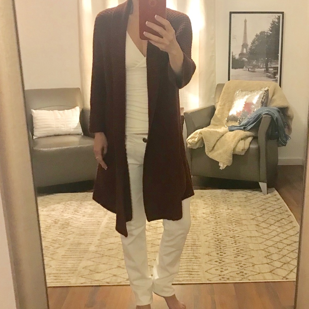 Lucky Brand Maroon Open Long Sleeved Cardigan S